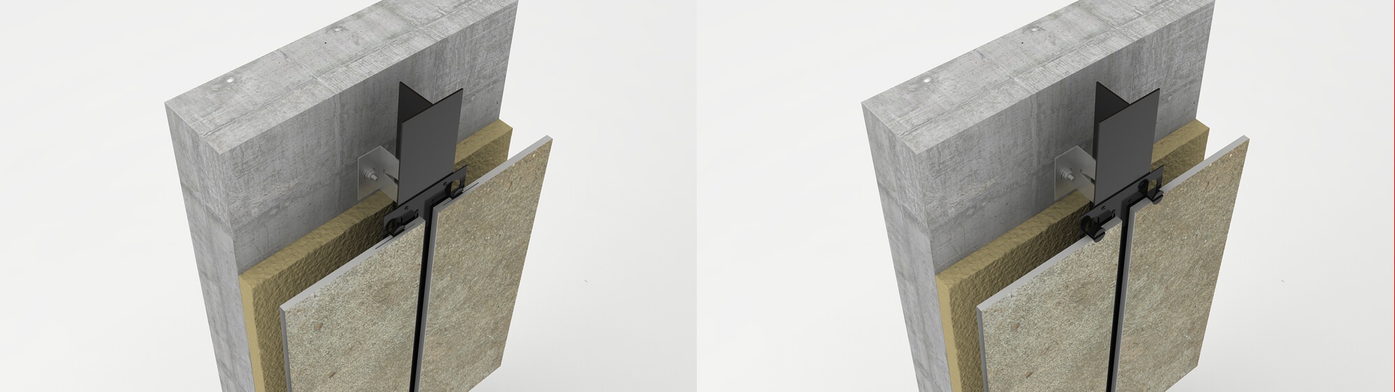 СНВФ из алюминиевых сплавов с видимым и со скрытым креплением плит керамогранита.